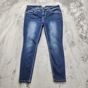 Royalty For Me Jeans Womens 16W Blue Mid Rise Skinny Leg Ankle Stretch Denim